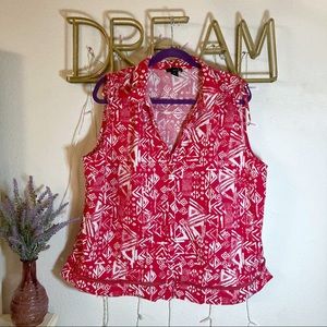 $5 Sale!!! 🌸ERIKA | Fuchsia Pink & White Sleeveless Button Up Blouse Size 2X